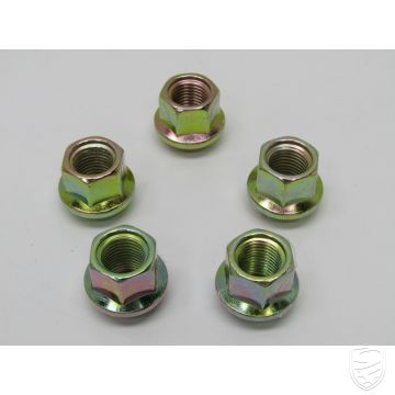 Set wielmoeren (5 stuks) , Porsche Style, zink, M14x1.5 mm, kogelzitting voor Porsche 356 911 '67-'77 914 924