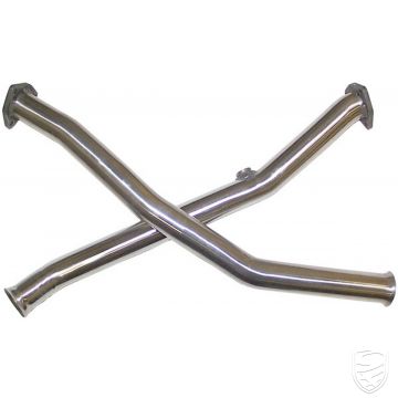 Cross pipe set without catalytic converter, stainless steel, "GILLET" for Porsche 993