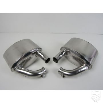 Rear exhaust set, Sport, "Sound Version", stainless steel, polished for Porsche 993 Carrera