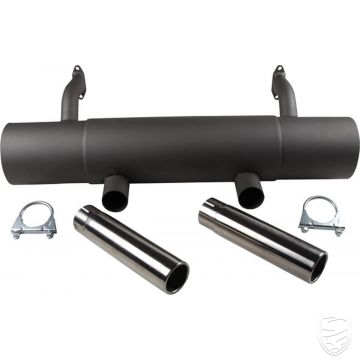 Exhaust, Sport, with two polished, straight tail pipes in Carrera style for Porsche 356 B/C