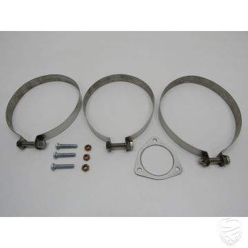 Kit de montage avec 3 colliers, 1 joint, boulons et écrous pour silencieux d'échappement pour Porsche 911 '76-'89