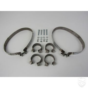 Kit de montage pour silencieux avec colliers de serrage, bandes métalliques, écrous et boulons pour Porsche 993