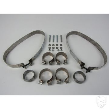 Kit de montage pour silencieux avec colliers de serrage, bandes métalliques, écrous et boulons pour Porsche 993