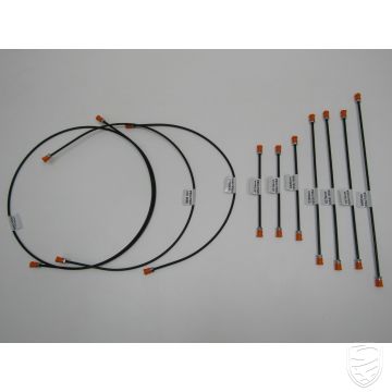 Set remleidingen (10 st) voor 2-circuit remsysteem (niet voor modellen met rembooster) voor Porsche 911 '69-'76