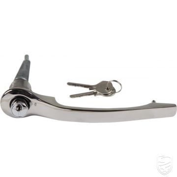 Door handle with lock cylinder and key, chrome, right for Porsche 911 '63-'67