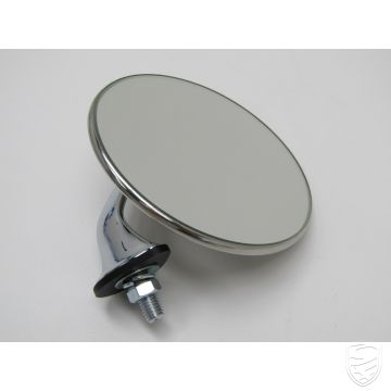 Buitenspiegel, rond, vlak glas, 4", Lucas stijl, roestvrij staal, voorscherm/spatbord- of deurmontage, links voor Porsche 356 911 '63-'73 912
