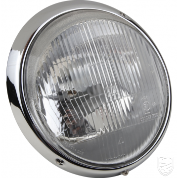 Headlamp with chrome rim (RHD), OE quality, left=right for Porsche 911 '69-'83