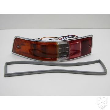 Achterlicht links EU versie met behuizing en rubberen afdichting (geel/helder/rood) voor Porsche 911 '63-'68