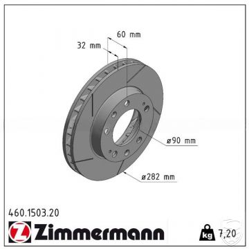 Brake Disc ZIMMERMANN front axle right for Porsche 928 '80-'86