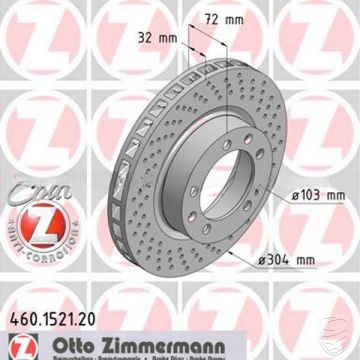 Disque de frein ZIMMERMANN essieu avant droite pour Porsche 993