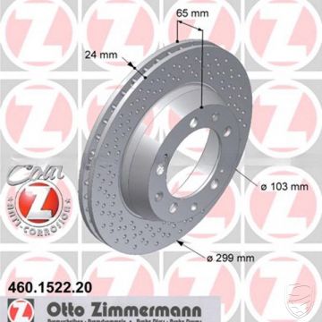 2x Disque de frein ZIMMERMANN essieu arrière gauche+droite pour Porsche 993