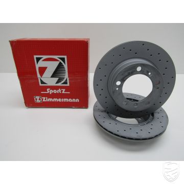 Set 2x remschijf (Ø292x20 mm), achteras, links+rechts, geventileerd, geperforeerd, ZIMMERMANN Sport voor Porsche 986 Boxster