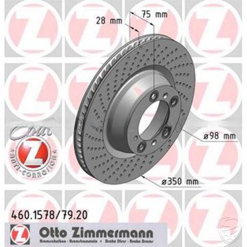 Remschijf ZIMMERMANN achteras links voor Porsche 997 Turbo