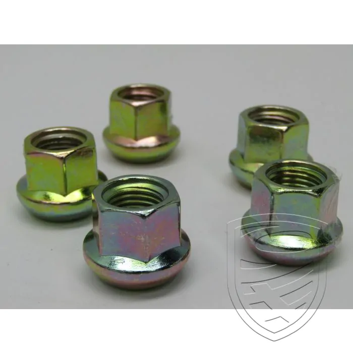Lug nut set (5 pieces), Porsche Style, zinc, M14x1.5 mm, ball seat for Porsche 356 911 '67-'77 914 924