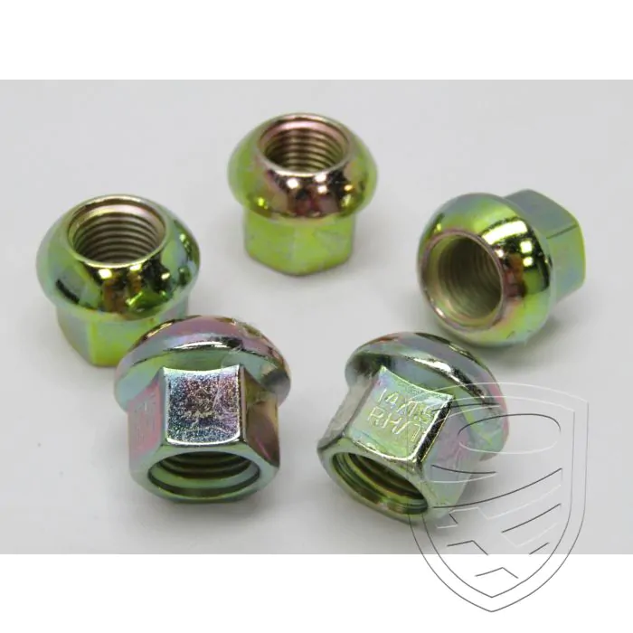 Lug nut set (5 pieces), Porsche Style, zinc, M14x1.5 mm, ball seat for Porsche 356 911 '67-'77 914 924