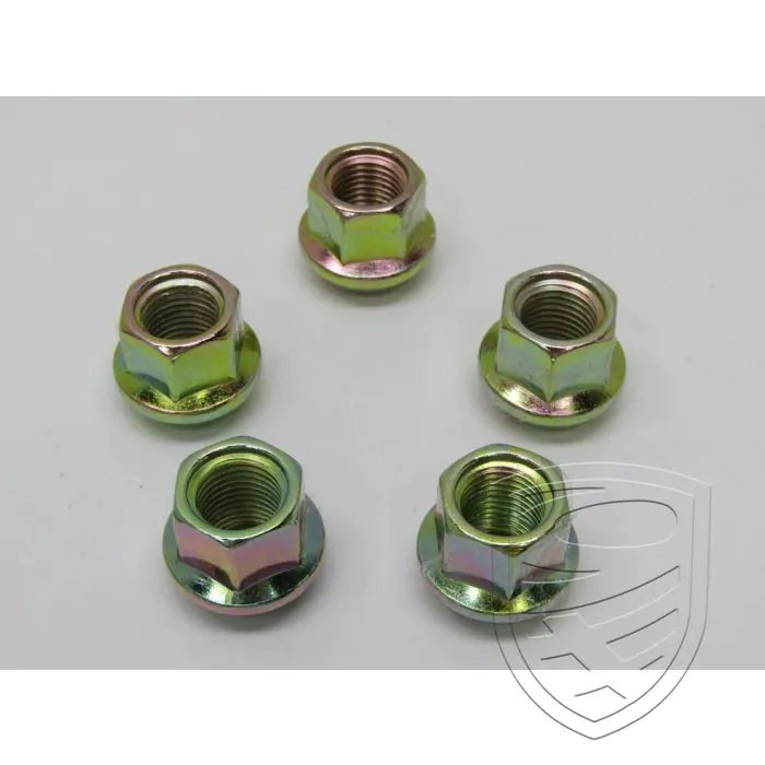 Lug nut set (5 pieces), Porsche Style, zinc, M14x1.5 mm, ball seat for Porsche 356 911 '67-'77 914 924
