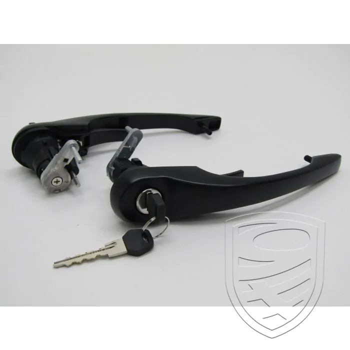 Door handle set with lock cylinder and keys, black, left+right for Porsche 911 '78-'89 964 