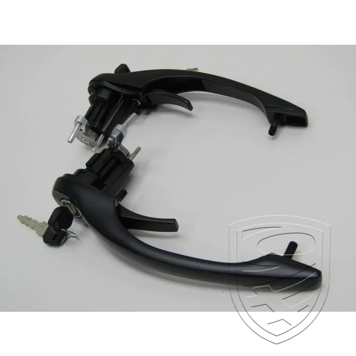 Door handle set with lock cylinder and keys, black, left+right for Porsche 911 '78-'89 964 