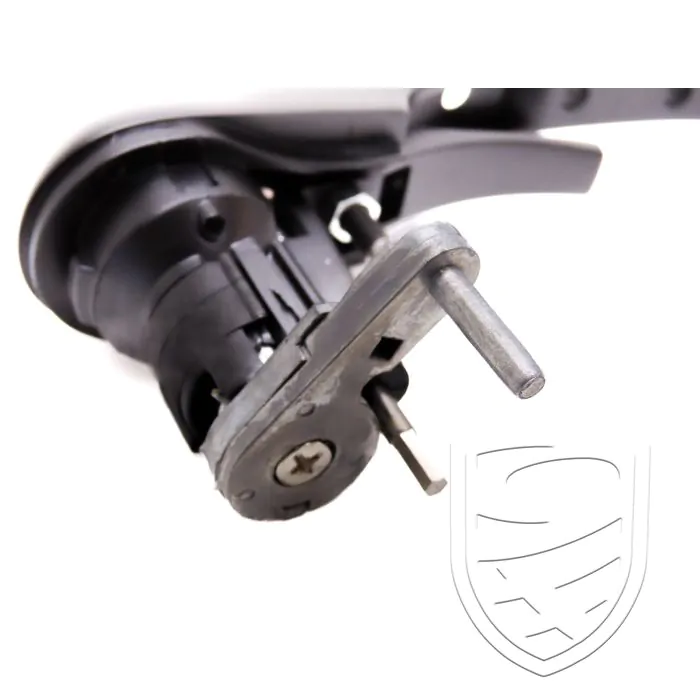 Jeu de poignées de porte, perforé, avec cylindre de serrure et clefs, noir pour Porsche 911 '78-'89 964 
