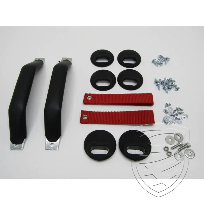 RS door pull handle set with red straps and black handles for Porsche 911 '84-'89 964 993