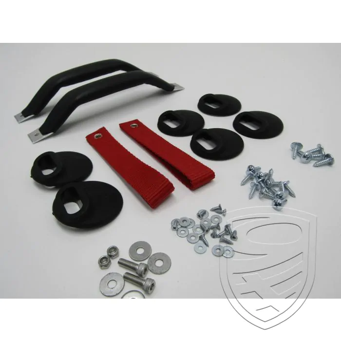 RS door pull handle set with red straps and black handles for Porsche 911 '84-'89 964 993