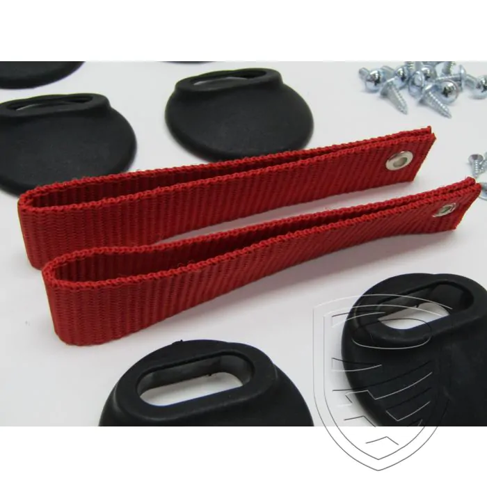 RS door pull handle set with red straps and black handles for Porsche 911 '84-'89 964 993