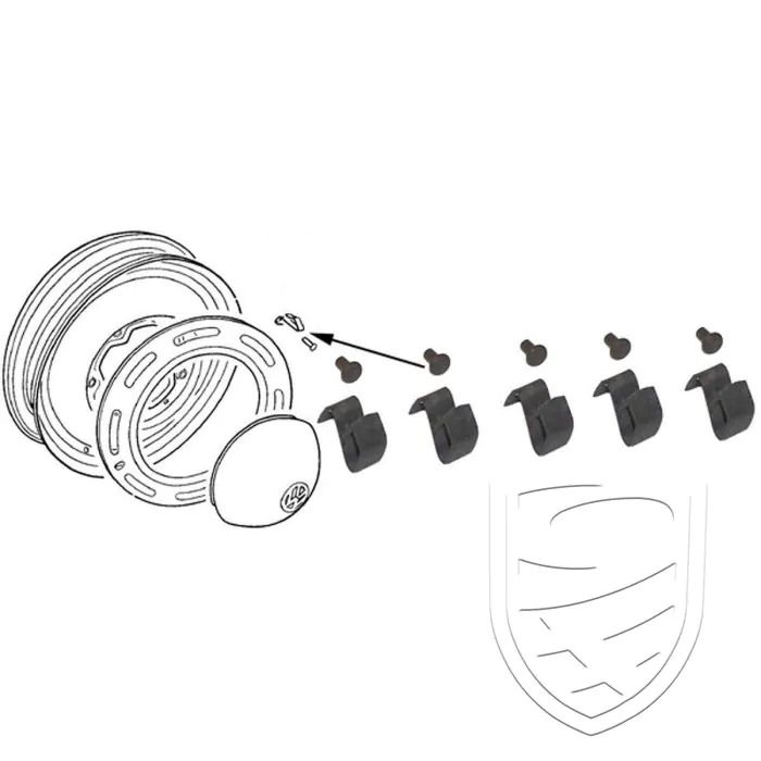 Kit springs with rivets for hub cap (5 pieces) for Porsche 356