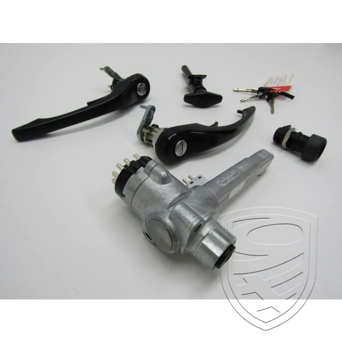 Kit de serrures, complet, avec poignées de porte noir pour Porsche 911 '70-'89