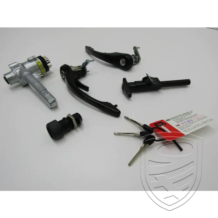 Kit de serrures, complet, avec poignées de porte noir pour Porsche 911 '70-'89