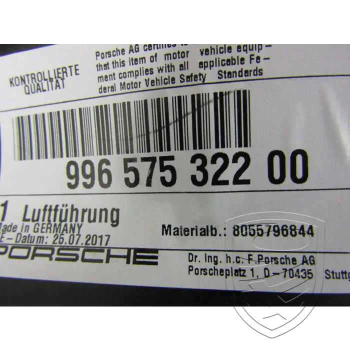 Air liner right for Porsche 996 986 Boxster
