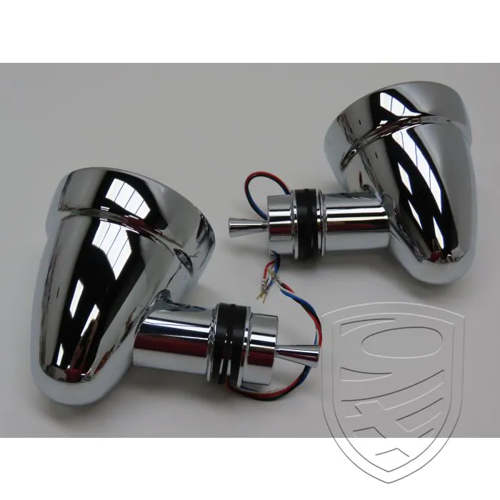Electric side mirror set in "Singer style", chrome-plated, complete with front triangular windows for Porsche 911 964 993