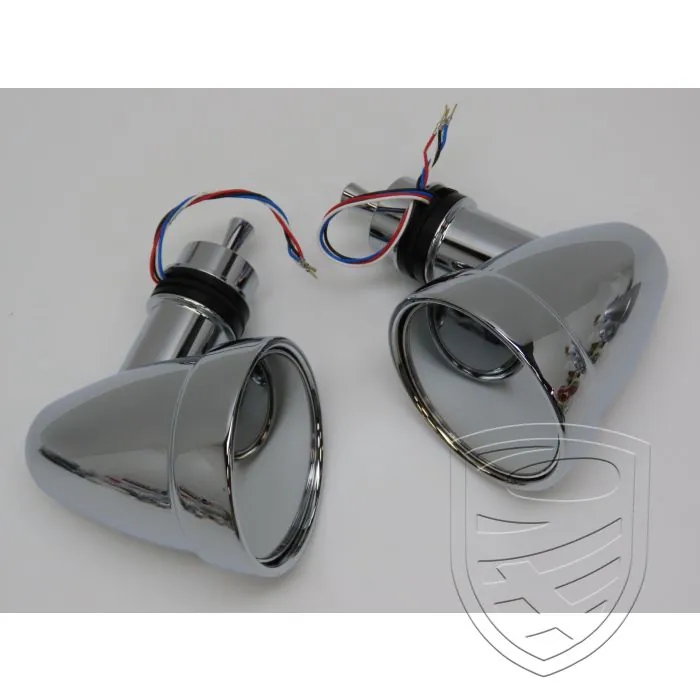 Electric side mirror set in "Singer style", chrome-plated, complete with front triangular windows for Porsche 911 964 993