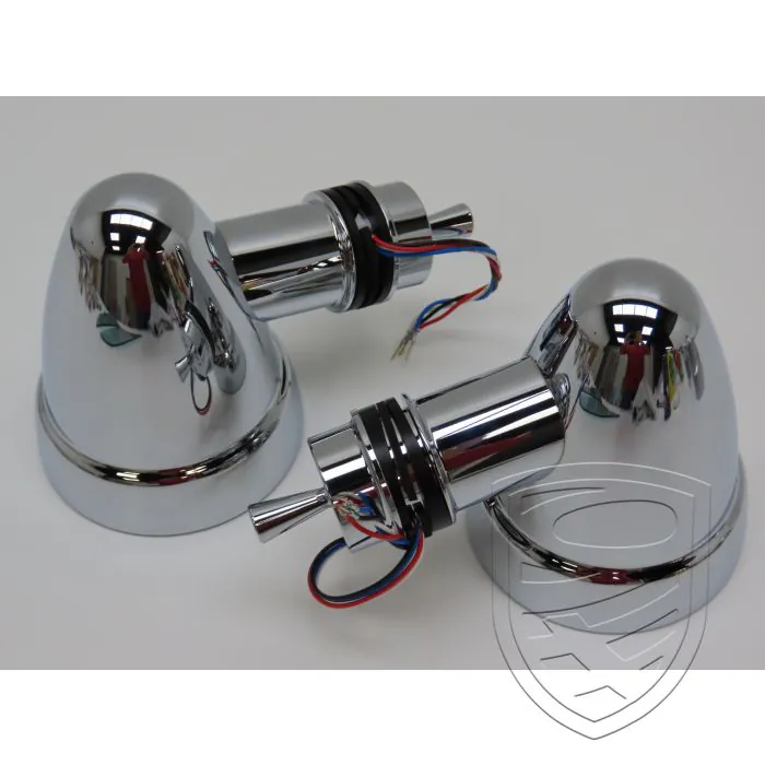 Electric side mirror set in "Singer style", chrome-plated, complete with front triangular windows for Porsche 911 964 993
