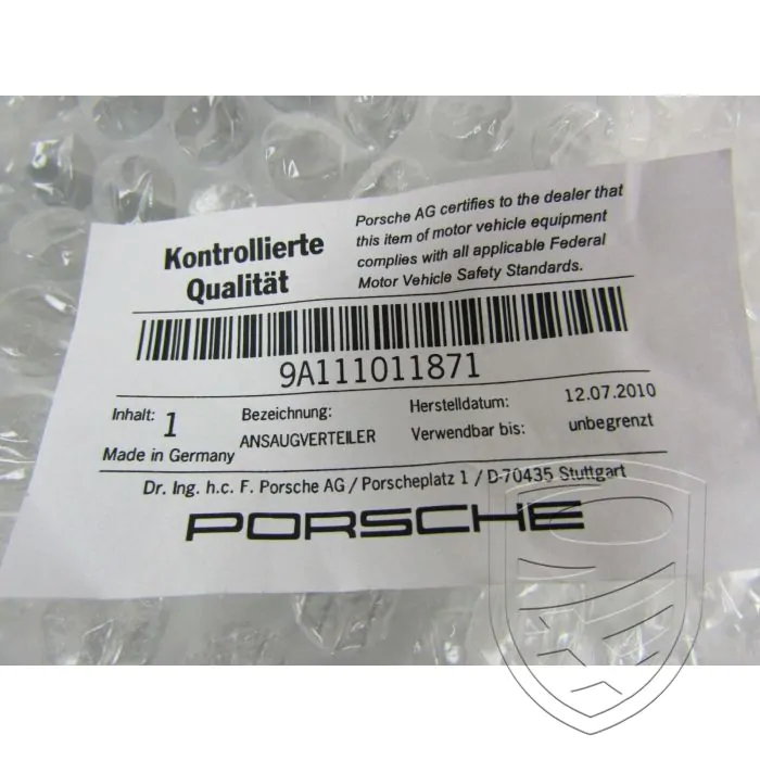 Porsche 997 Turbo 3,8L MA1.70 Collecteur d'admission droite