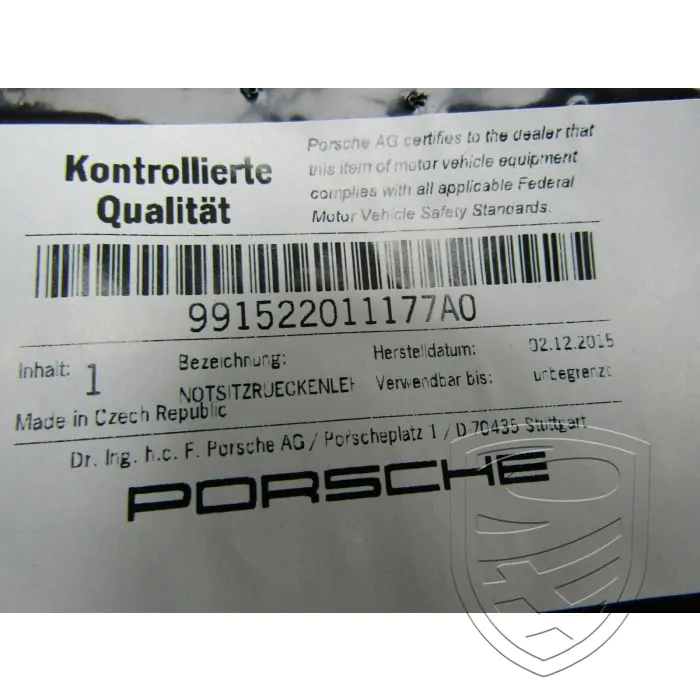 Porsche 991.1 Coupe 2012-2016 Dossier de siège arrière gauche cuir gris platine