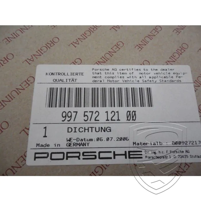 Porsche 997 987 Joint pour boîtier filtre à pollen