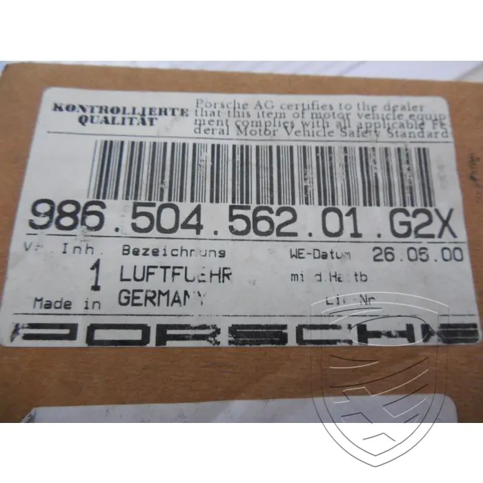 Porsche 986 Boxster jusqu'à l'année 2002 Conduit d'air droit 98650456201G2X