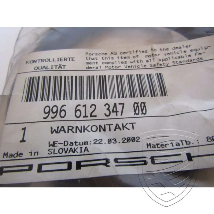 Porsche 911 996 4S/Turbo waarschuwingscontact remblokslijtage achteras