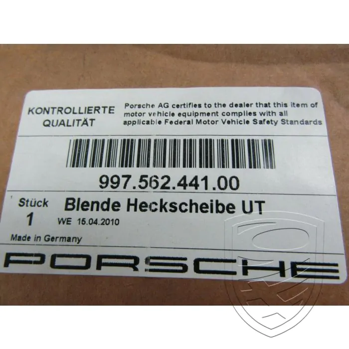 Porsche 997 Targa Panneau de lunette arrière inférieure