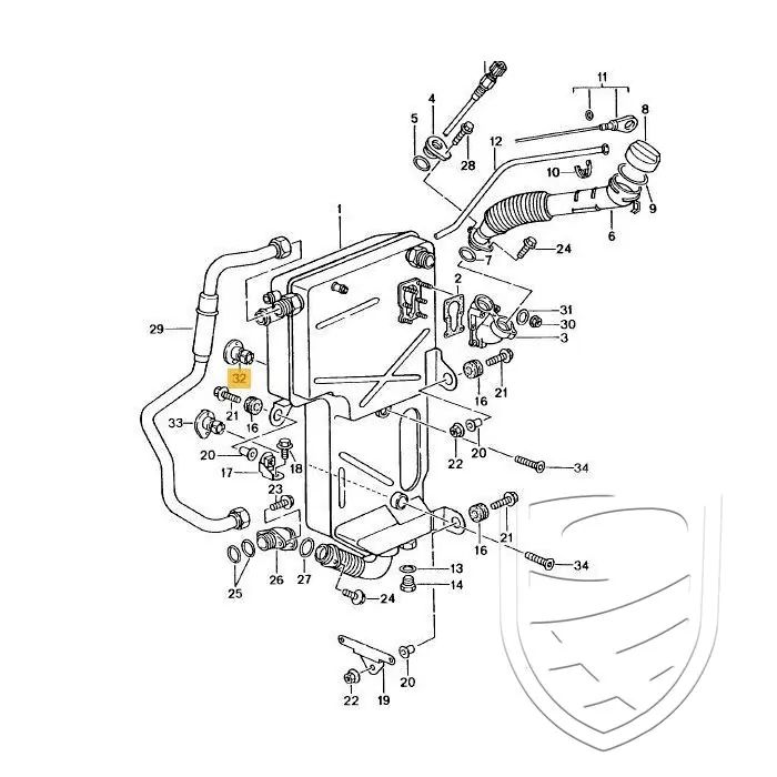 Porsche 996 Turbo/GT2/GT3 Spacer olietank bovenzijde