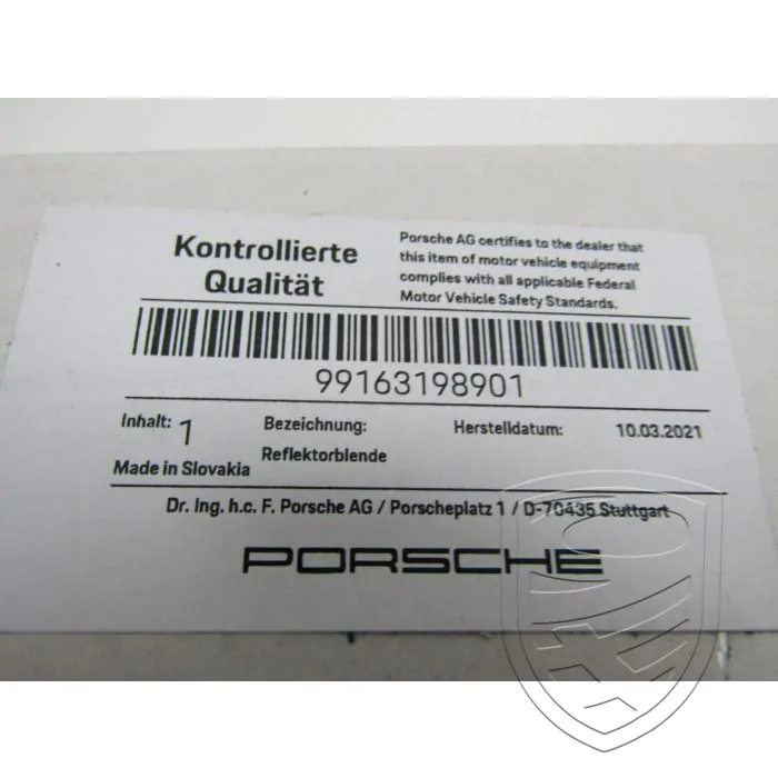 Porsche 991.1 2012-2016 Feu arrière avec réflecteur en verre transparent