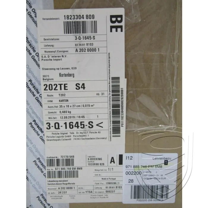 Porsche 971.2 Panamera rugleuning afdekking rechts marsal rood