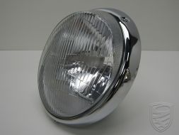 Headlamp with chrome rim, OE quality, left=right for Porsche 911 '69-'83