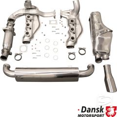Exhaust set with single tail pipe, without catalytic converter, stainless steel, for Porsche 964