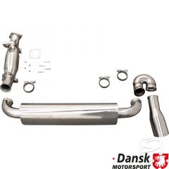Exhaust set with single tail pipe, with bypass for end-muffler, stainless steel, for Porsche 964
