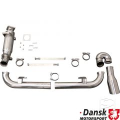 Exhaust set with single tail pipe, with bypass for mid- and end-muffler, stainless steel, for Porsche 964