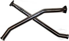 Cross pipe set without catalytic converter, 54 mm pipes, brushed Stainless Steel, "Bischoff" for Porsche 993