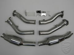 Catalytic converter set, Sport, 100 cells, stainless steel, polished for Porsche 993 