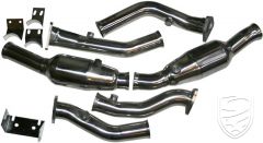 Catalytic converter set, Sport, 100 cells for Bischoff and Gillet exhaust system. Stainless Steel, polished for Porsche 993 