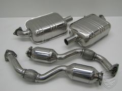 Exhaust set, Sport, rear, with catalytic converters, 200 cells, stainless steel for Porsche 987 Boxster/Cayman Mk1